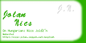 jolan nics business card